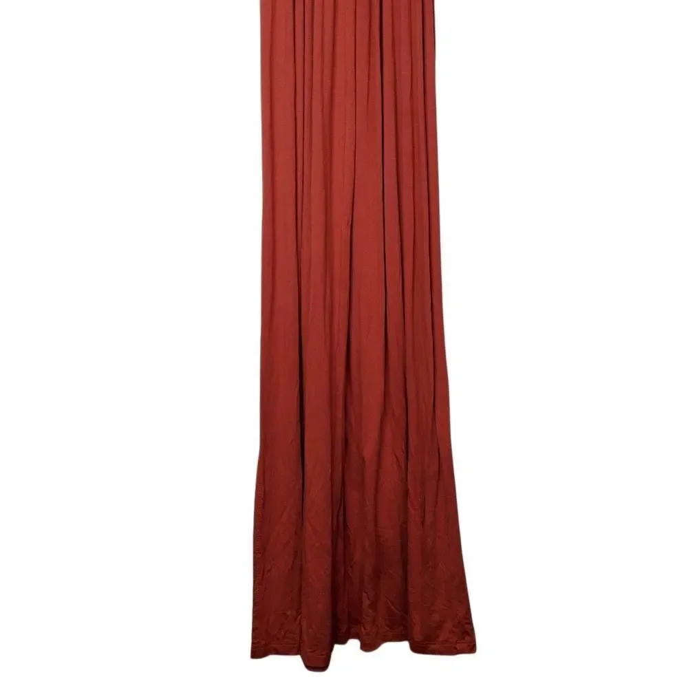 NWT Lush Spaghetti‎ Strap Blouson Jersey Maxi Dress Tandoori Spice Rust Small